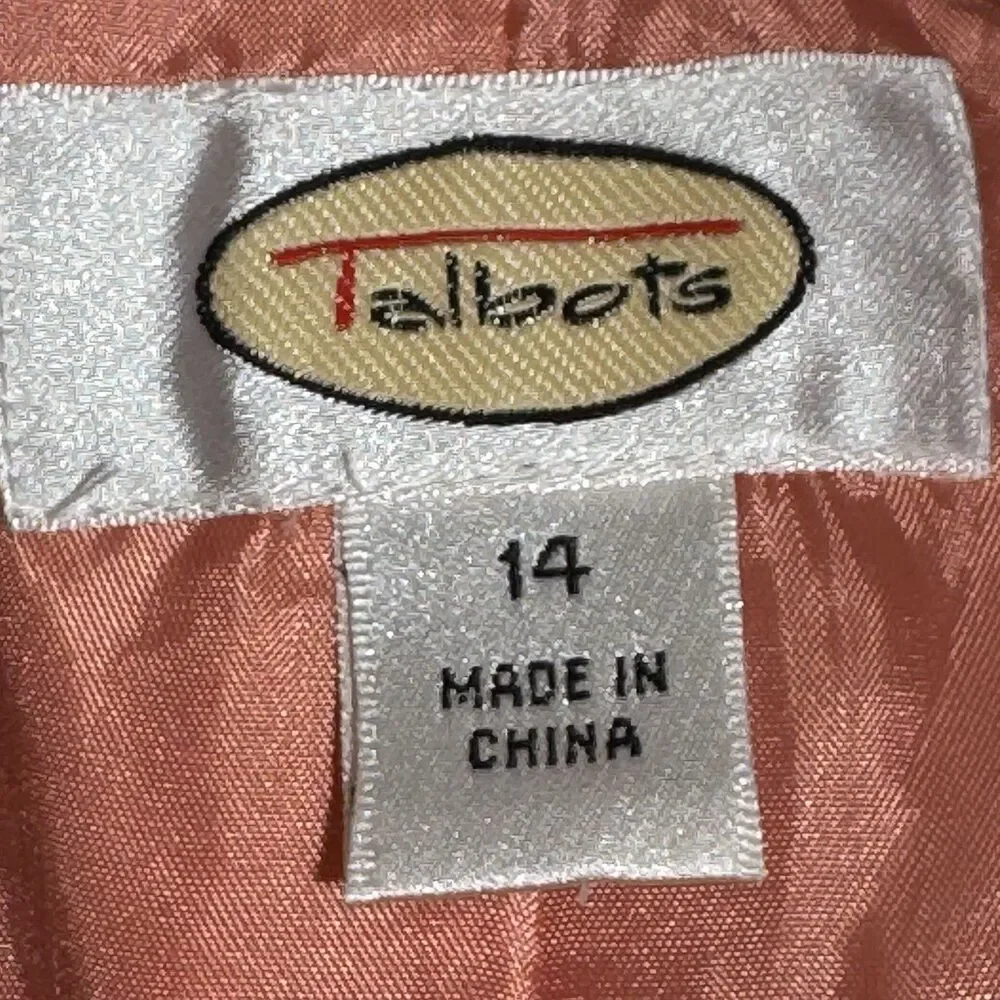 NWT Talbots 14 Floral Linen Blazer Pink Orange Jacket Floral Spring Casual